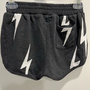 Aviator Nation Black Shorts with White Bolt Design